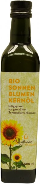Allgäuer Bio Sonnenblumenkernöl, Flasche 500 ml