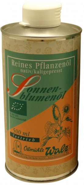Kaltgepresstes Bio Sonnenblumenöl, Dose 500 ml