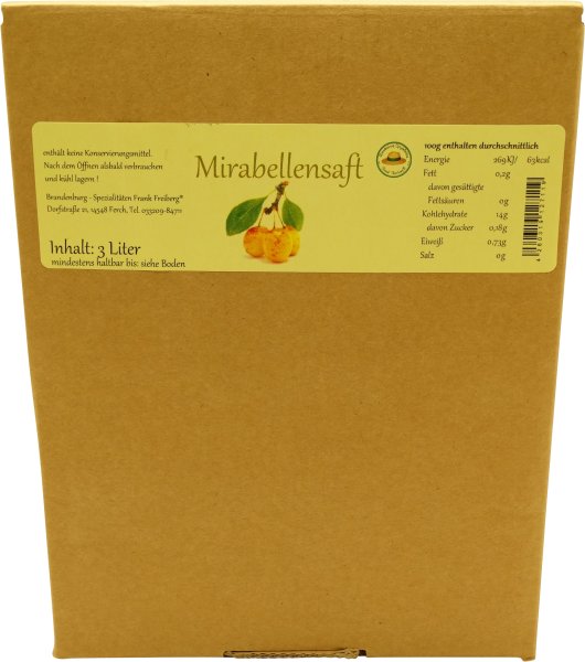 Fercher Mirabellen-Muttersaft. vegan, Karton: 3 Liter