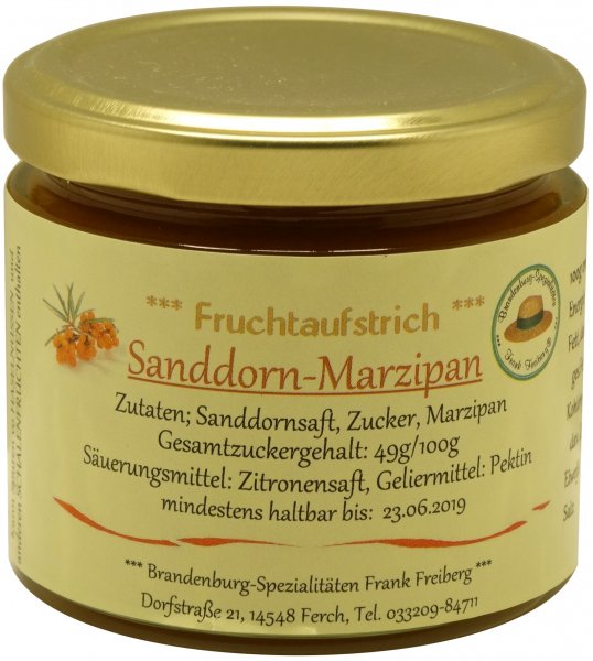Fercher Fruchtaufstrich Sanddorn-Marzipan, Glas 155 g