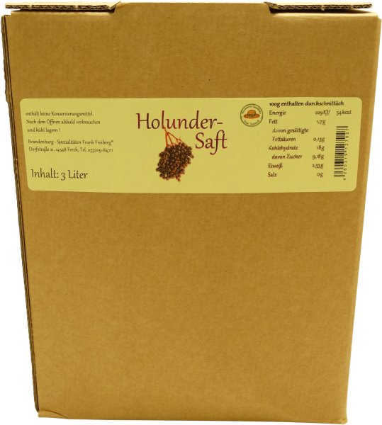 Fercher Holunder-Muttersaft, vegan, Karton: 3 Liter