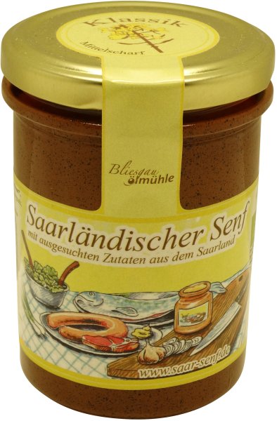 Saarländischer Bio Senf Klassik, mittelscharf, Glas: 222 ml